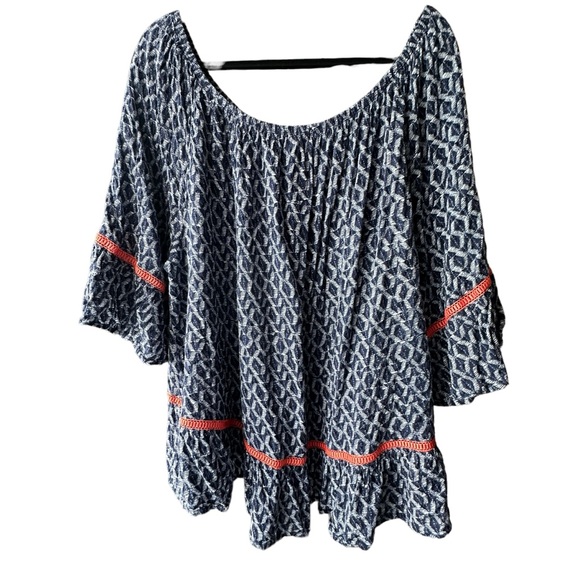 Democracy Flouncy Wide Neck Flutter Sleeve Top 3X - Picture 5 of 8